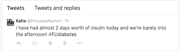 My fed up with diabetes tweet at 1 p.m. 